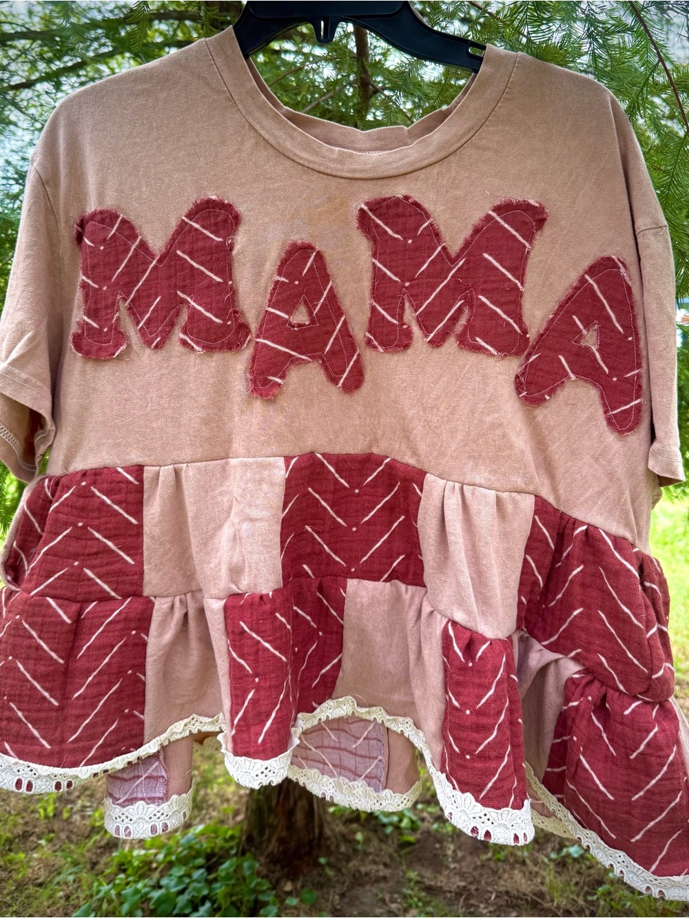 Top with Rust Patchwork Detail - Brown/Rust - Picture 3 of 3